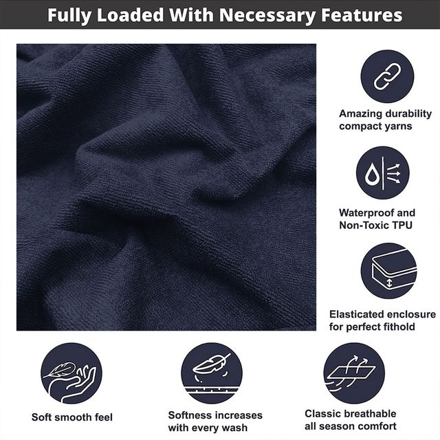 Sassoon Single Bed Mattress Protector | 3 x 6.5 Feet | Blue