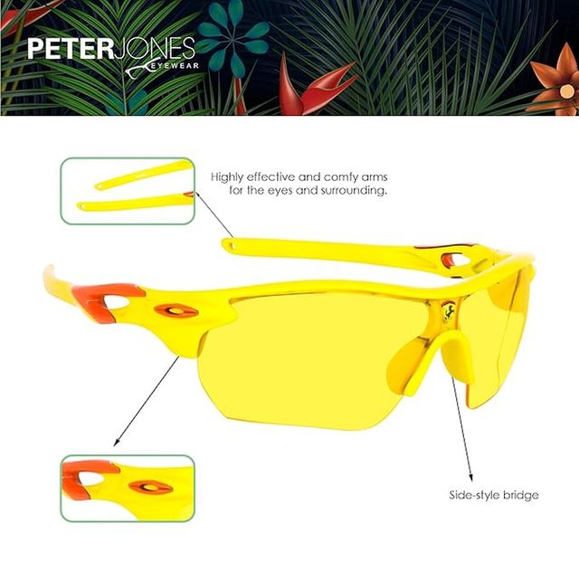 Peter Jones Unisex Polycarbonate Sports Sunglasses | Yellow - One Size