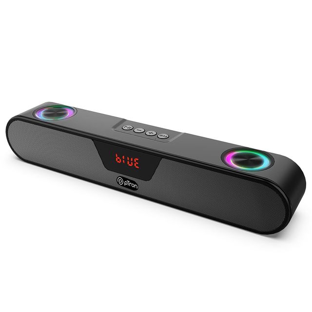 pTron Fusion Concert 24W Bluetooth Soundbar | Powerful Sound | RGB Lights & TWS Function - Matt Black