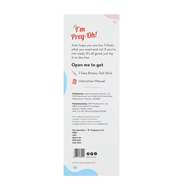 Plush Preg-Oh! Midstream Pregnancy Test Kit Rapid One Step Home Test 99% Accuracy 1 pc Combo