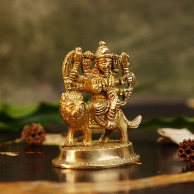 ServDharm Pure Brass Durga Idol