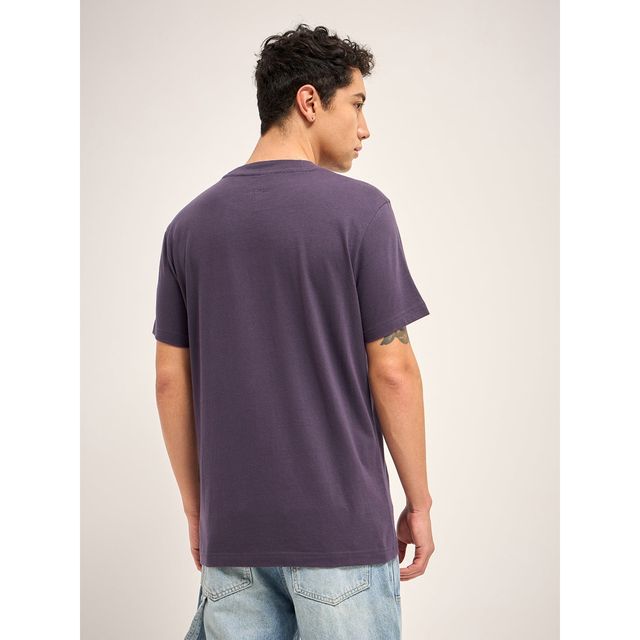 The Bear House Men Relax Fit Solid T-shirt - Thames | Purple | XXL