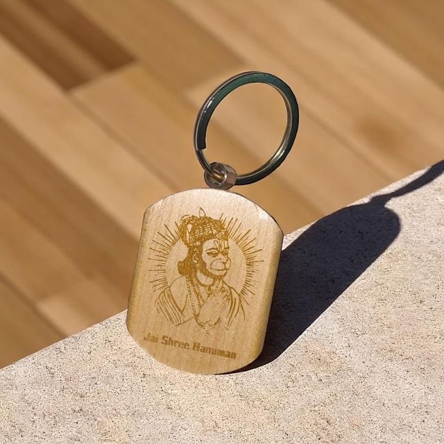 Samsidhi Pooja Jai Shree Hanuman Wooden Keychain