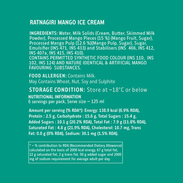 Hocco Ratnagiri Mango Ice Cream Tub