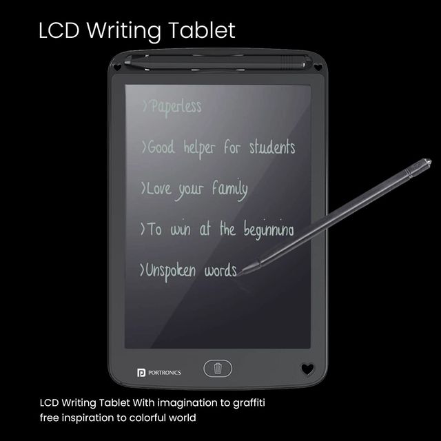 Portronics Ruffpad 12E Re-Writable Writing Pad- Black