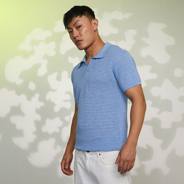 Campus Sutra Men's Horizontal-Textured Polo T-shirt | Red - XL