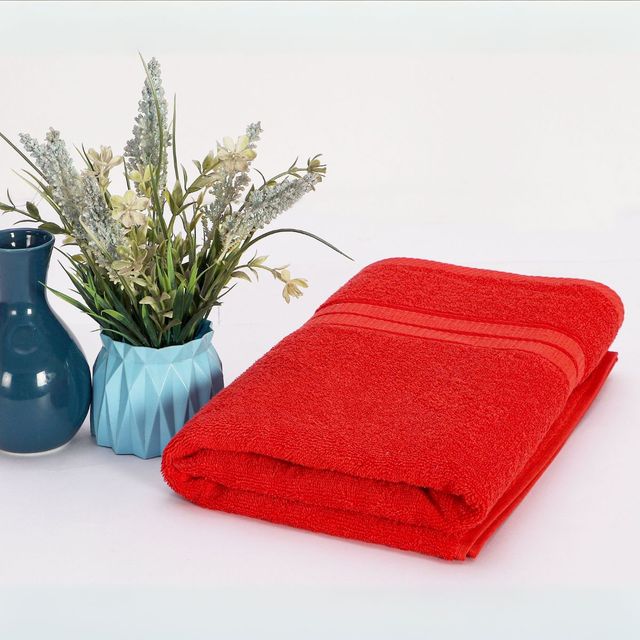 Superspun 100% Cotton- 420 Gsm- Vodre- Single Piece- Bath Towel- Size:70 x 140 - Red