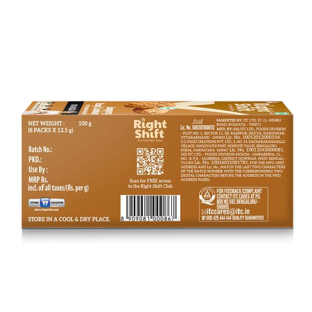 ITC Right Shift Jaggery Ragi 0% Maida Cookies | 0% Refined Sugar | With Nuts and Seeds