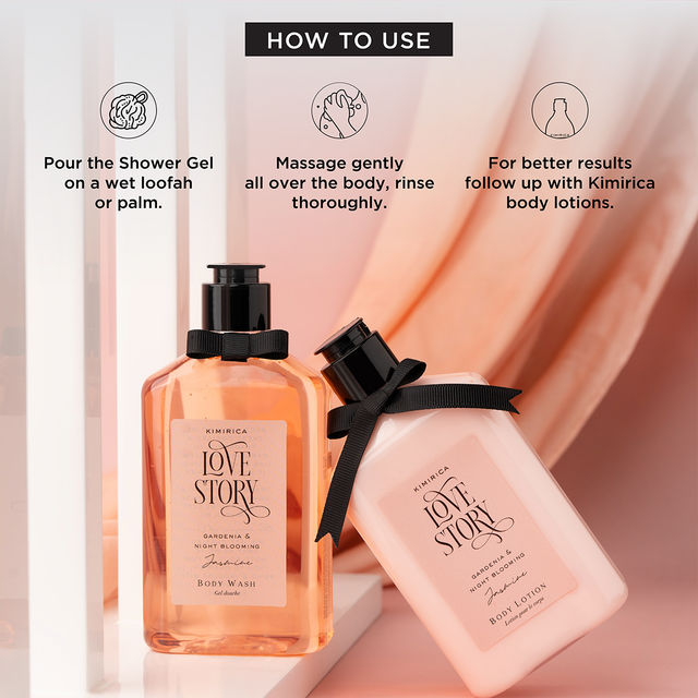 Kimirica Love Story Body Wash | Floral Scented Cleanser with Light Lather for Fresh & Hydrated Skin