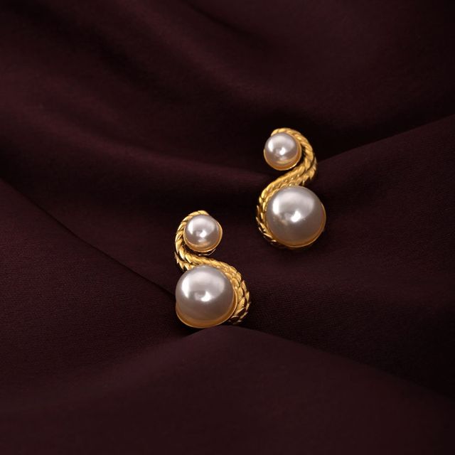 Palmonas Enchantress Pearl Stud Earrings For Womens | Waterproof And Anti-Tarnish