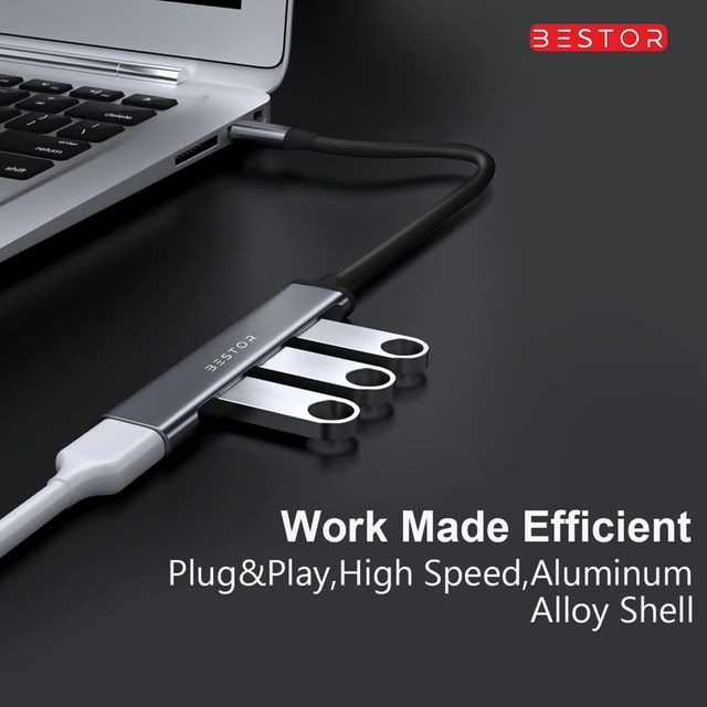 Bestor 4-in-1 USB-C Hub for MacBook Pro-Air with Fast Data Transfer