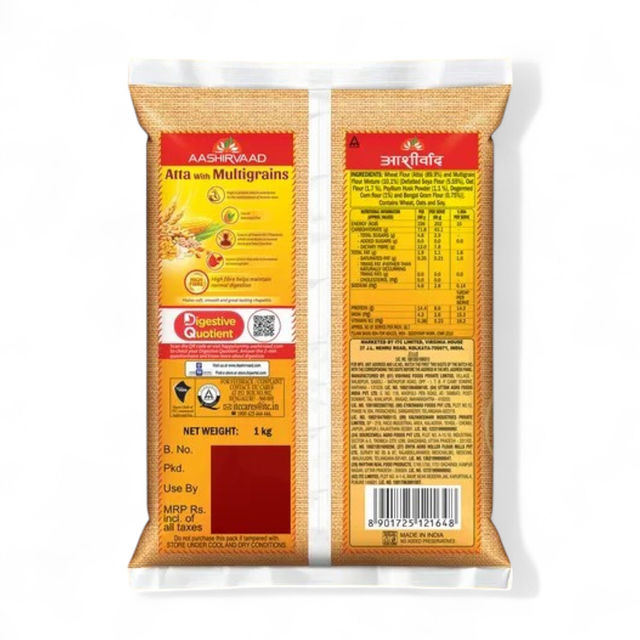 Aashirvaad Atta with Multigrains | Take Care of Your Digestion with High Fibre Atta 1 kg Combo