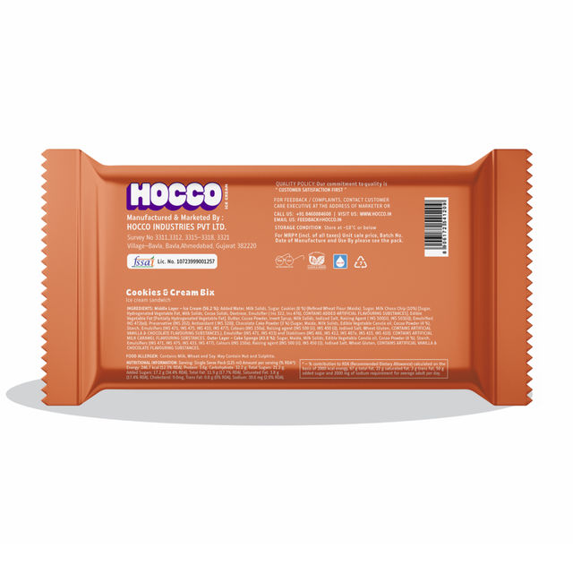 Hocco Bix Cake Cookies & Cream Ice Cream Sandwich 125 ml Combo