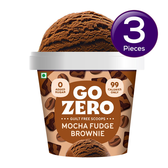 Go Zero Mocha Fudge Brownie High Protein Guilt Free Ice Cream Cup 100 ml Combo