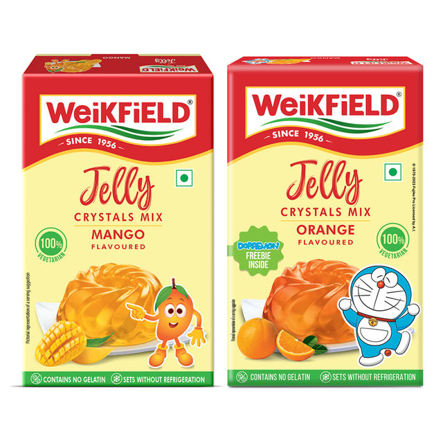 Weikfield Jelly Crystals Mango Flavour Carton(90gms) & Weikfield Jelly Crystals Delicious Orange Flavor Carton(90gms) Combo