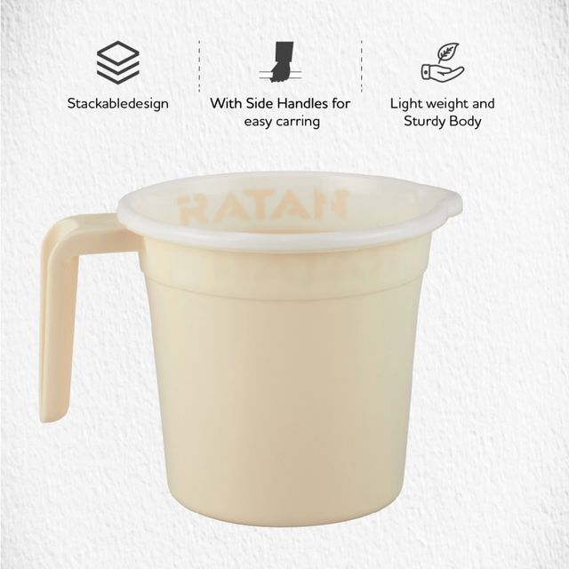 Ratan Plasticware Gloria Pack Of 1 Mug 1L -Twist Beige