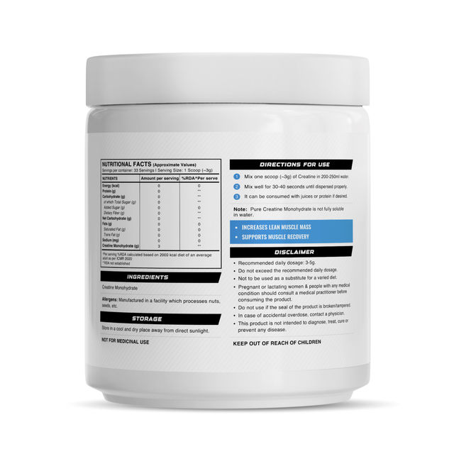 Wellcore - Micronised Creatine Monohydrate (100G, 33 Servings) | 100% Pure Creatine | Unflavored