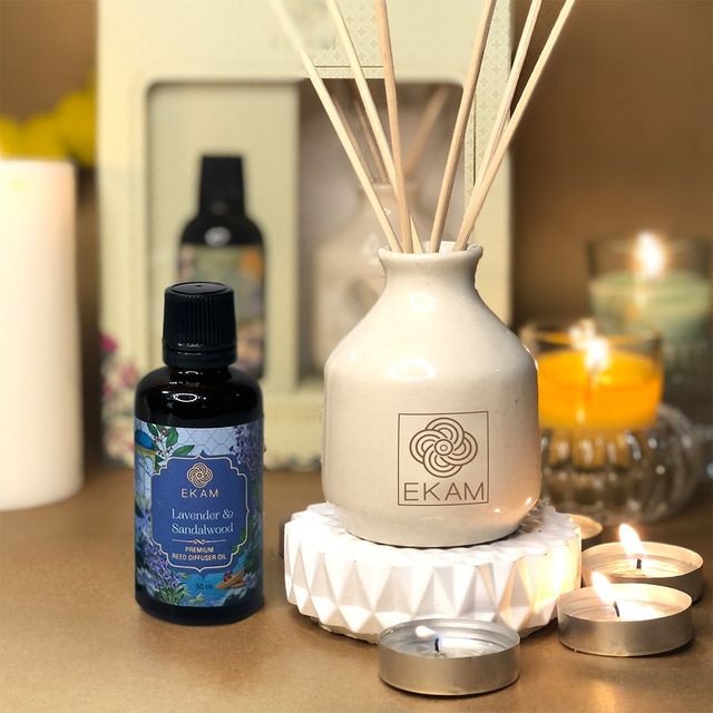 Ekam Reed Diffuser Gift Set | Lavender & Sandalwood| Rakhi Gift for Brother & Sister