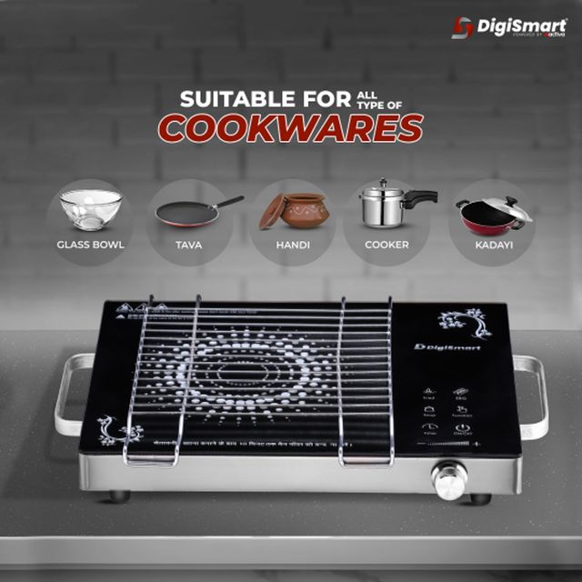 Digismart Emerald Induction 2500 Watts Stove Auto-Off Safety Works - Black