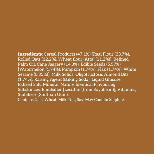 ITC Right Shift Jaggery Ragi 0% Maida Cookies | 0% Refined Sugar | With Nuts and Seeds