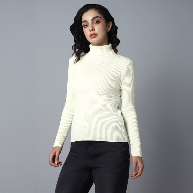 Buy High Star Women's Ribbed Turtle Neck Long Sleeves Acrylic