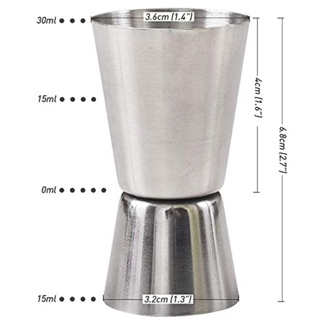 Bar Box Peg Measurer Jigger 30 & 60 Ml Cocktail Jigger Measuring Bar Tool Double Side Jigger
