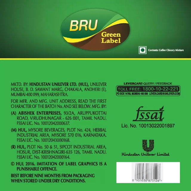 Bru Green Label Filter Coffee Chicory Mixture