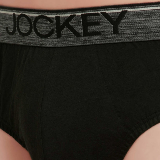 Jockey 8037 Men's Super Combed Cotton Solid Brief|Ultrasoft Waistband | Black-XL