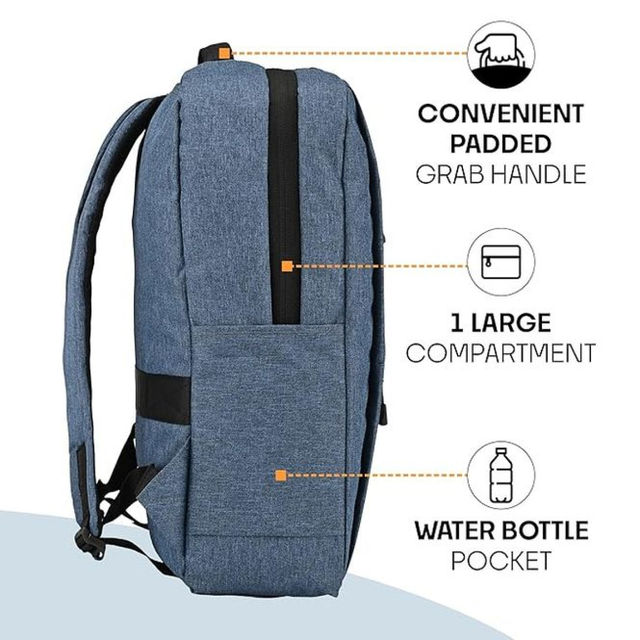 Kuber Industries Men's Solid Nylon 18 L Padded Grab Handle Backpack | Navy Blue - 15.6 Inches