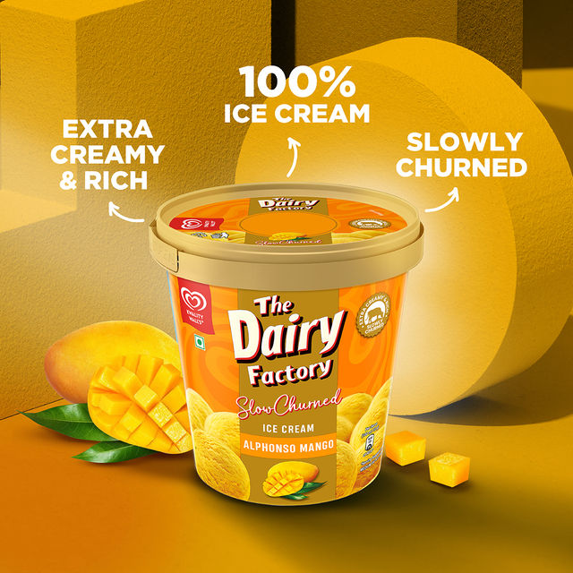 Kwality Walls The Dairy Factory Alphonso Mango Ice Cream Tub