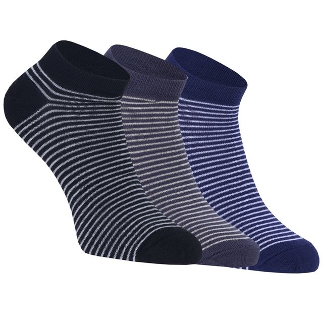 Beyond Unisex Striped Cotton Low Cut Socks | Assorted - Free Size
