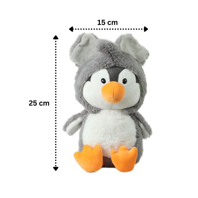 Mirada Grey Super Soft Hoodie Penguin Soft Toy - 25Cm