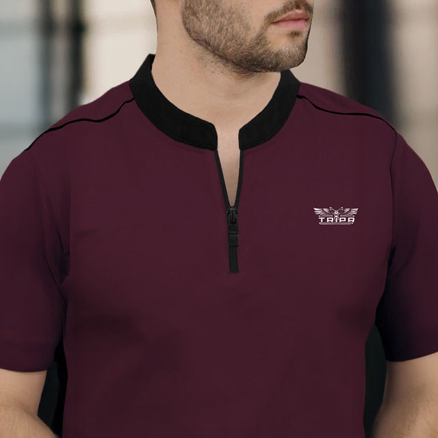 TRIPR Men Cotton Blend Mandarin Collar T-shirt - Buy at ₹453