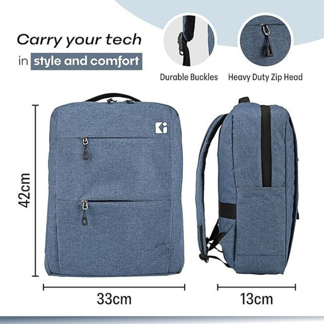 Kuber Industries Men's Solid Nylon 18 L Padded Grab Handle Backpack | Navy Blue - 15.6 Inches