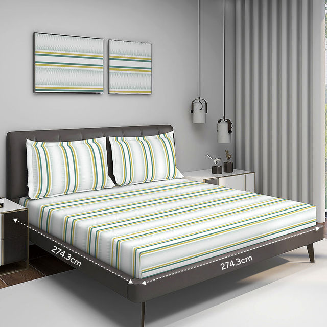 Layers Durathread Cotton Blend 225 CVC White King Bedsheet with 2 Pillow Covers