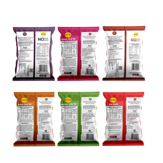 Let's Try Namkeen Combo Pack Of 6 (Crunchy Party Mix Peanut Party Mix Aloo Bhujia) 168 g Combo