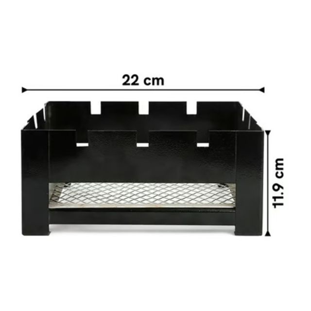 Divine Vibes Portable Compact BBQ Grill Tandoor | Cast Iron | 3 Skewers and 1 Charcoal Tray | Black