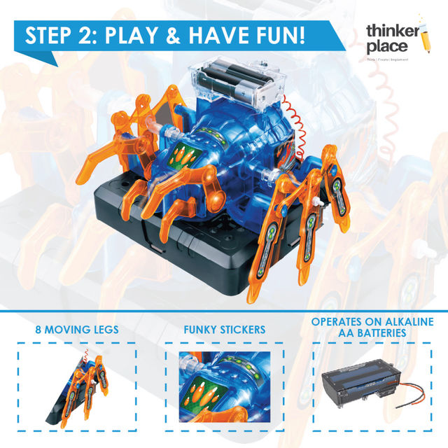 ThinkerPlace Robotic Spider DIY Kit | Build & Learn Robotics with Working Spider Toy (Age 8+)