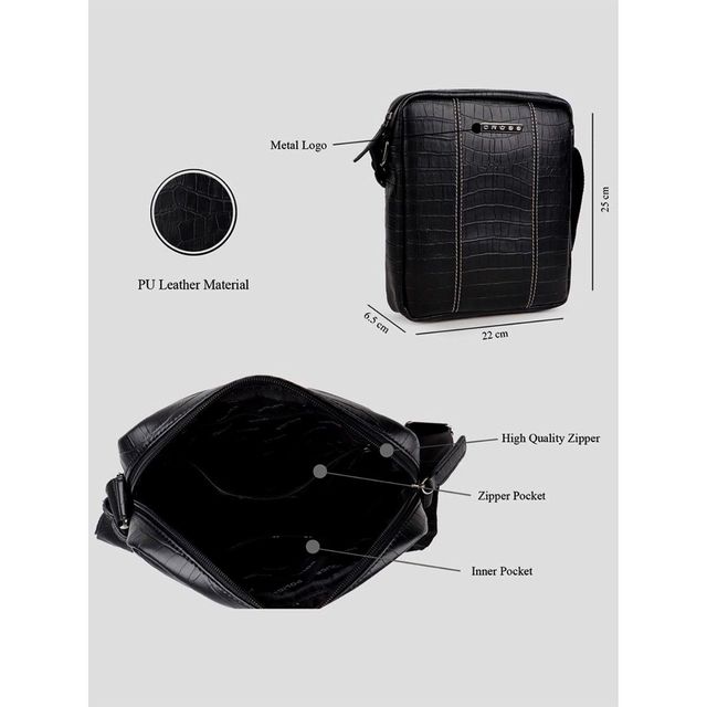 Buy Cross Men's Textured Vegan Leather 5 L Crossbody Bag | Black