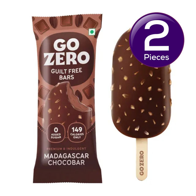 Go Zero Madagascar Chocolate Low Calorie Guilt Free Ice Cream Bar 70 ml Combo