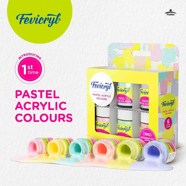 Fevicryl Multi Surface Pastel Acrylic Colours Kit 6 x15 ml Ideal For Artists