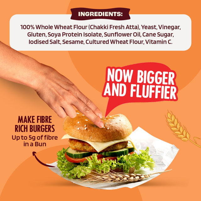 The Health Factory Zero Maida Burger Bun | Clean Label - Not Brown
