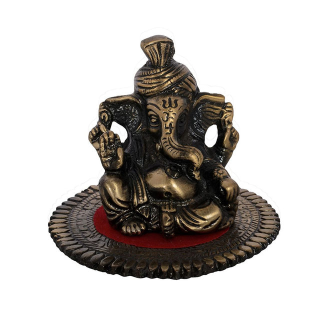 eCraftIndia Metal Phagdi Lord Ganesha on Round Base