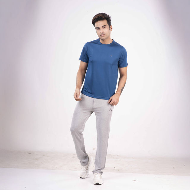 Actimaxx Men's Solid Round Neck Chest Logo Dri-Fit T-shirt | Colour May Vary - L