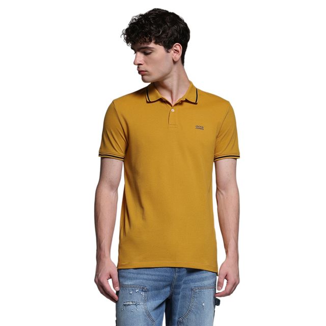 JACK & JONES Men's Regular Fit Short Sleeves Polo T-shirt | Yellow - L