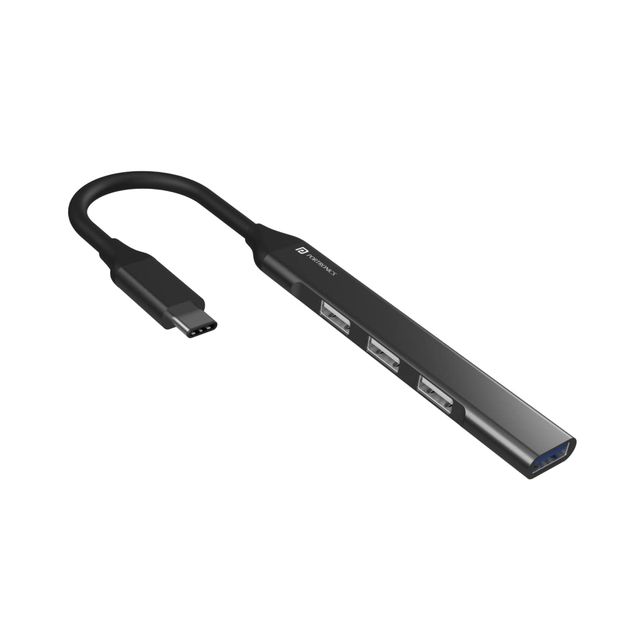Portronics Mport 31C USB C Hub (4-in-1) Type C Multiport Adapter 1 x USB 3.0 & 3 x USB 2.0 Grey