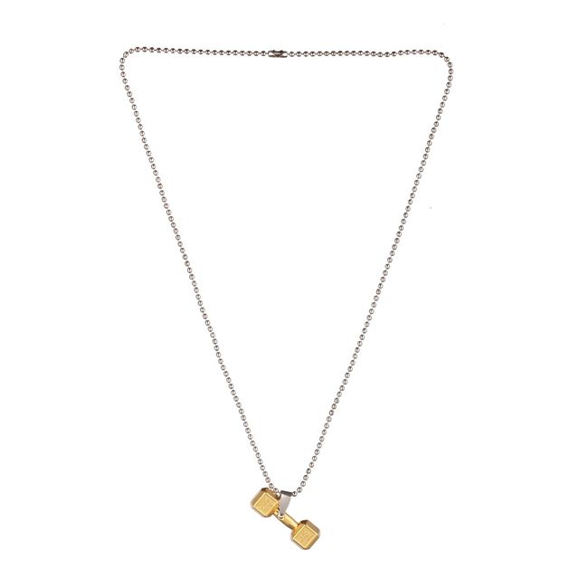 Priyaasi Bold By Priyaasi Dumbbell Gold & Silver-Toned Pendant Chain For Men (Bd-Ch-10050)