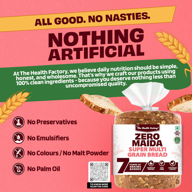 The Health Factory Zero Maida Multigrain Bread | Clean Label - Not Brown