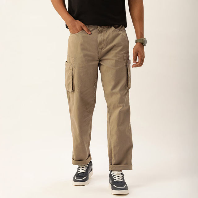 Bene Kleed Men's Straight Cargo Trousers | Ivory Beige - 34