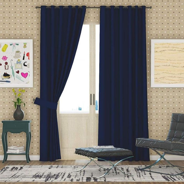 Lushomes Outdoor Curtain - Navy Blue | 8 Metal Eyelets | Balcony | 4.5 ft x 7.5 ft | 54 x 90 inch